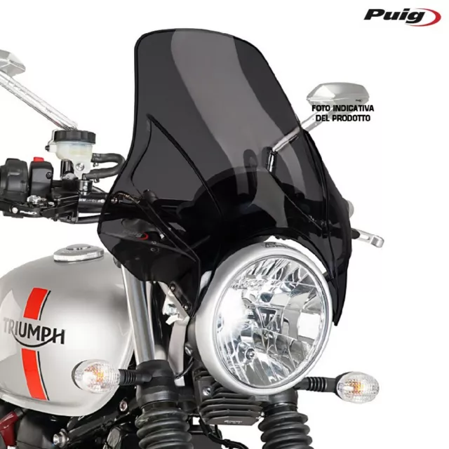 Puig 0336H - Cupula moto Carenabris high Custom for motorcycle round  headlamp (not included), smoked