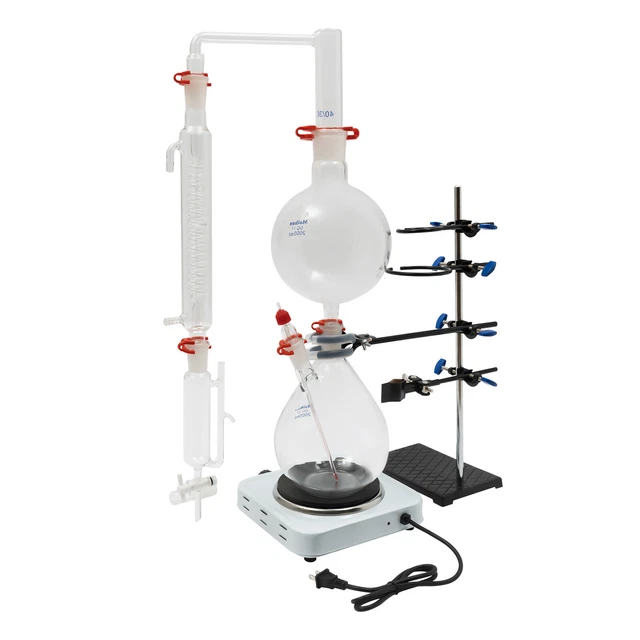 2000ML Lab Essential Oil Distillation Apparatus Kits+Separatory Funnel+Condensor