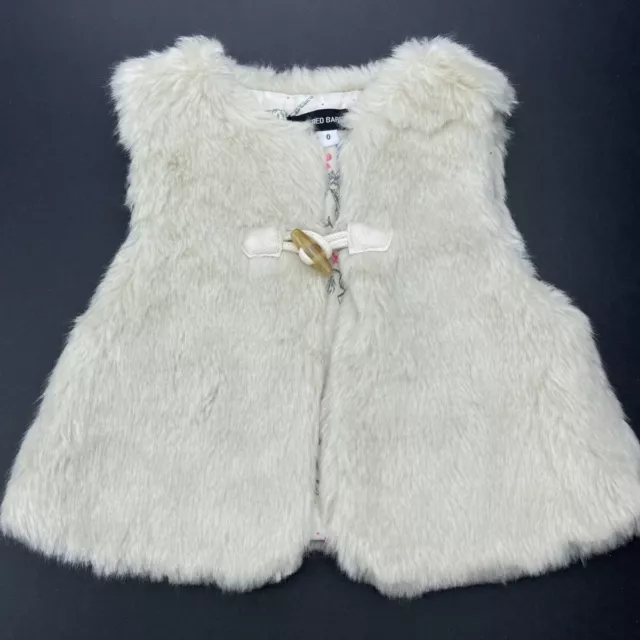 Girls size 0, Fred Bare, lined faux fur vest / sleeveless jacket, EUC