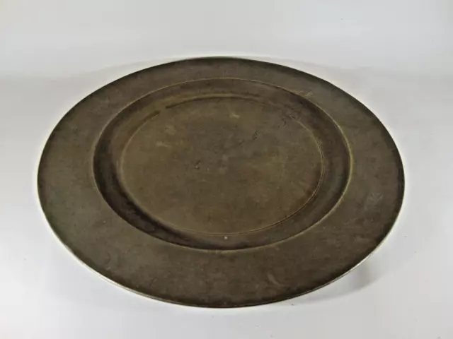 18th Century Pewter Charger Plate London Hallmark 14 inches 1700's Large Antique