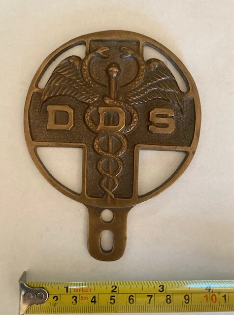 SOLID Brass Doctor of Dental Surgery license plate attachment topper makers mark