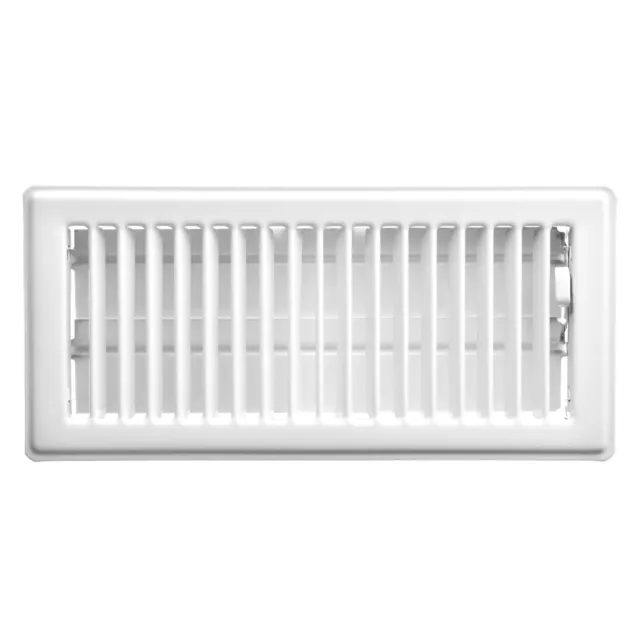 SHIP USA 4 inch x 10 inch White Steel Painted Louvered Floor Register NEW