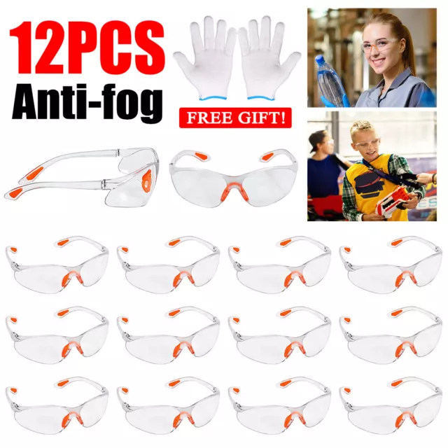 12X Clear Safety Goggles Anti-Fog & Anti-Scratch Eye Protection Work/Lab Glasses