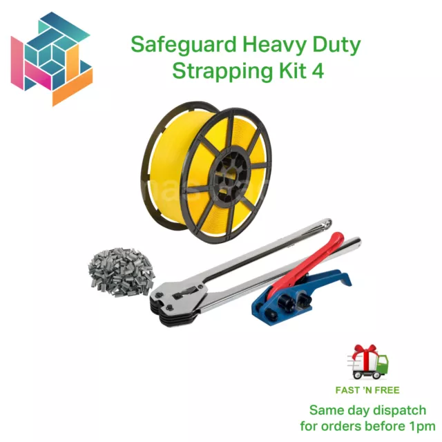 Safeguard Extra Heavy Duty Pallet Strapping Banding Kit 4 - 1000m Coil!