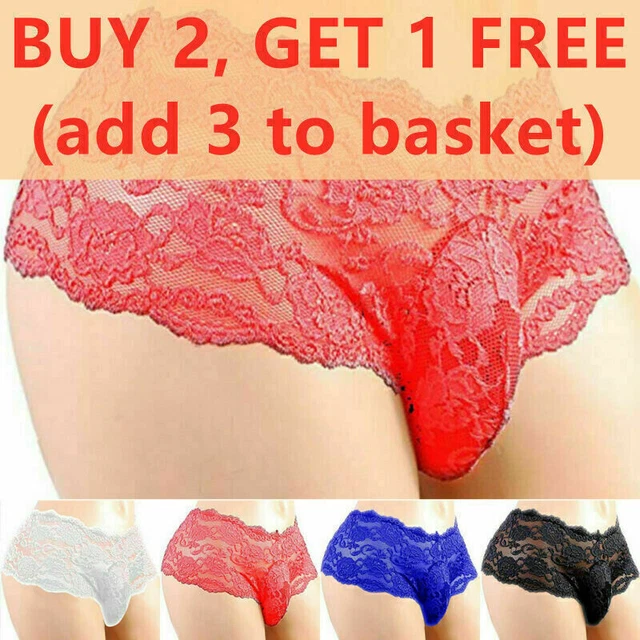 Men's Sexy Lace Underwear G-String Thong Briefs Pouch Panties Lingerie Nightwear