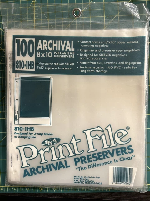 100 Print File Archival 8x10 Negative Preservers BRAND NEW UNOPENED