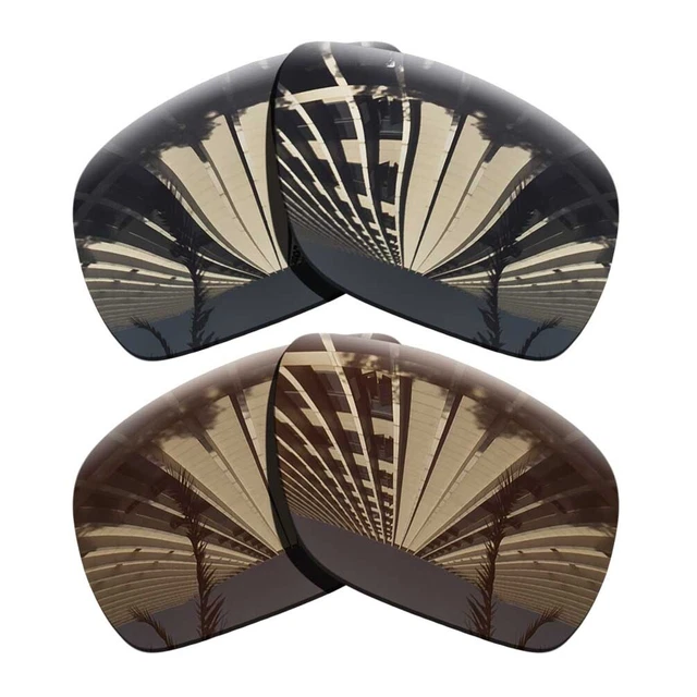 2 Pairs Polarized Replacement Lenses For-Oakley Dispatch 1-Black Grey+Brown