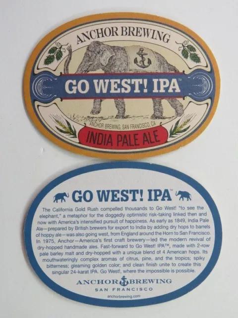 Beer Coaster ~ ANCHOR Brewing Go West! IPA ~ San Francisco, CALIFORNIA Brewery