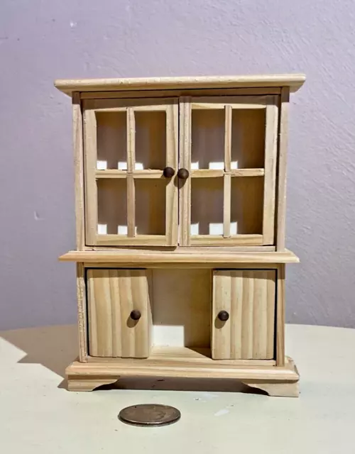 Miniature China Cabinet Vintage Don Mechanic Wood Dollhouse Doors open & close