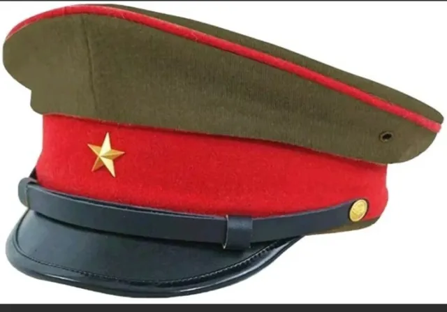 WWII Japanese IJA Army Officer visor cap twill fabric olive drab