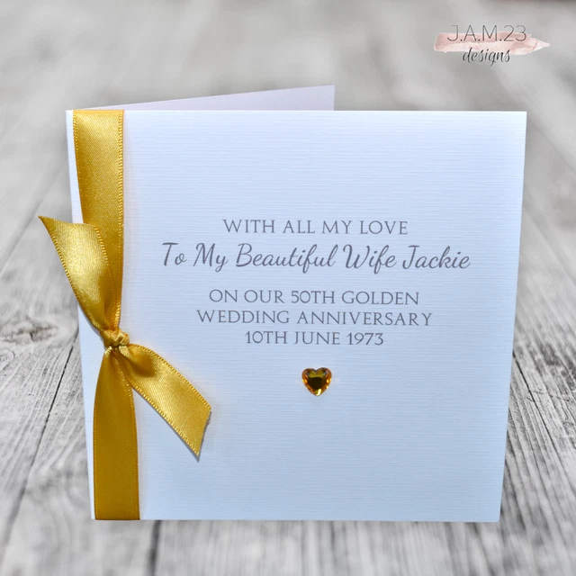 PERSONALISED GOLDEN 50TH Wedding Anniversary Card Husband Wife Couple £ ...