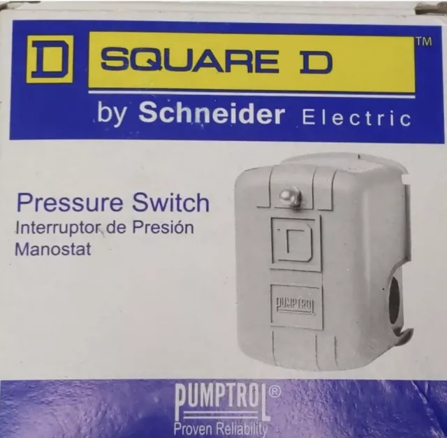 Water Pump Pressure Switch, 20/40psi Square D