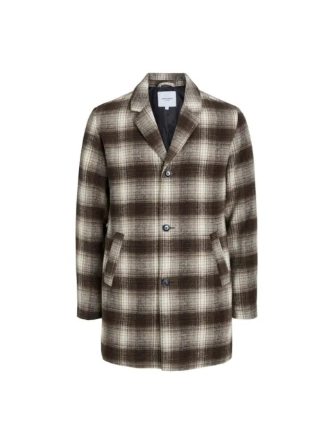 Giacca Jack & Jones modello Wool Coat a quadri da uomo colore Marrone.