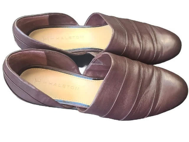 H by Halston Elisa Womens Dark Purple Leather Slip On Shoes Size 8.5 EUC