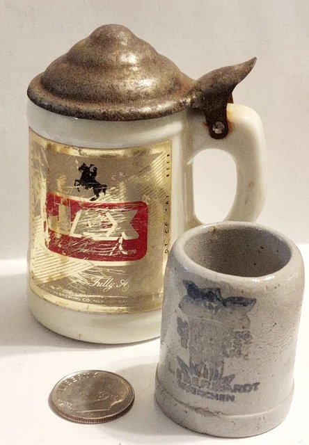 Vintage Miniature Beer Stein With Lid & Mug