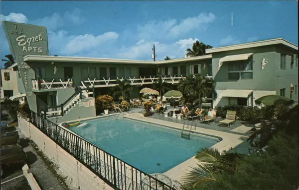 Lauderdale-by-the-Sea,FL Egret Apartments Motel Broward County Florida Postcard