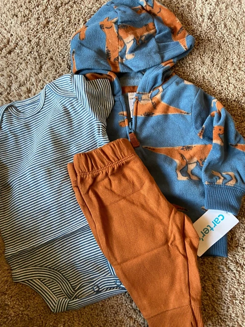 Carters Outfit Lot Shirt Sweat Pants Coat Dinosaur Size Boys 3 Months NEW $34