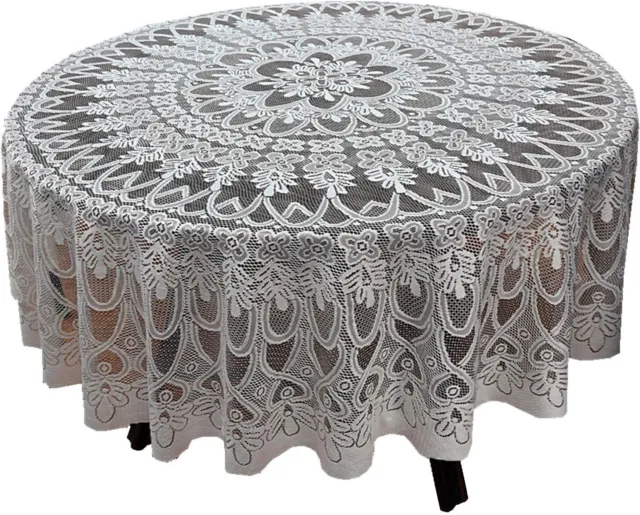 78" Vintage Floral Lace Tablecloth Round Table Cloth Cover Wedding Party Decor