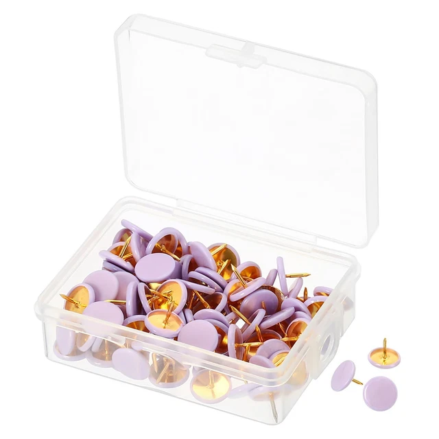 Pressione Spille,100pz Plastica Rotondità Oro Acciaio Punta,Viola