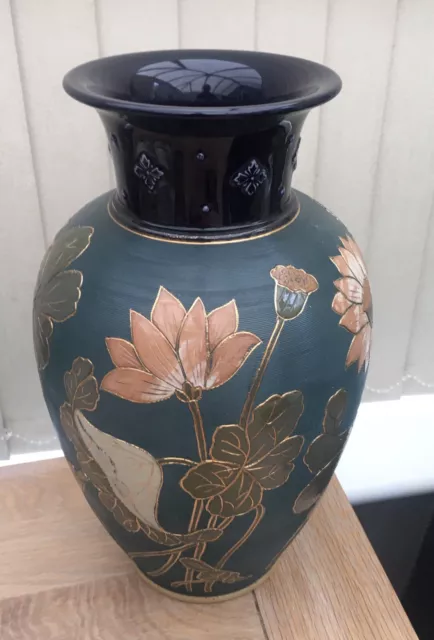 Art Nouveau Large Lovatts Langley Stoneware Vase Floral 35.5 cm