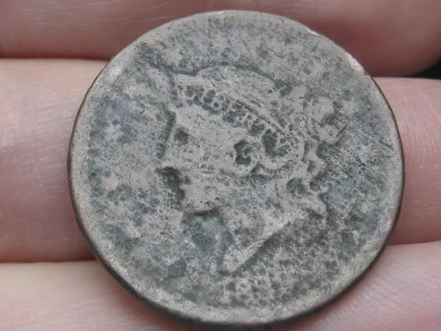 1839 Coronet Head Large Cent Penny- Silly Head, About Good Details