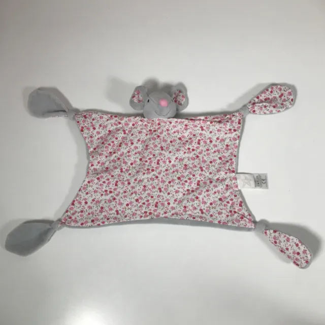 Jojo Maman Bebe Grey Floral Mouse Comforter Soother Blankie Blanket