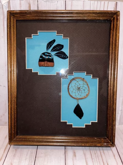 Vintage 1993 Native American Tribal “Dreamcatcher” Wooden Framed Unknown Artist