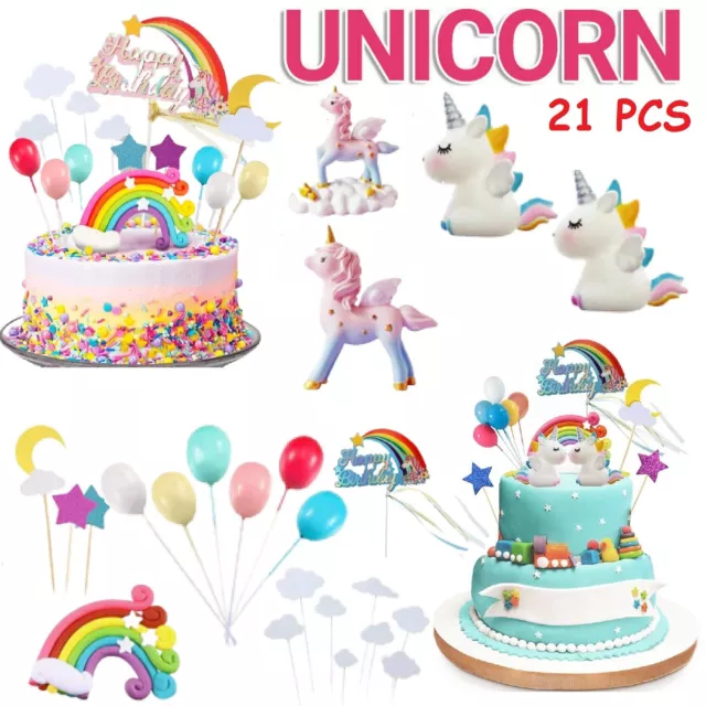 Unicorn Cake Topper Birthday Cloud Rainbow Happy Birthday Banner Cake Decoration
