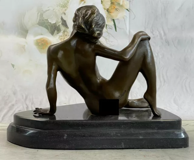 Stunning Signed Erotic Nude Bronze Statue Sculpture Marble Figurine Artwork Nr