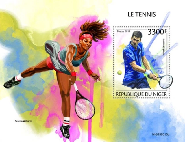 Niger - 2019 Professional Tennis Spieler - Briefmarke Souvenir Blatt -