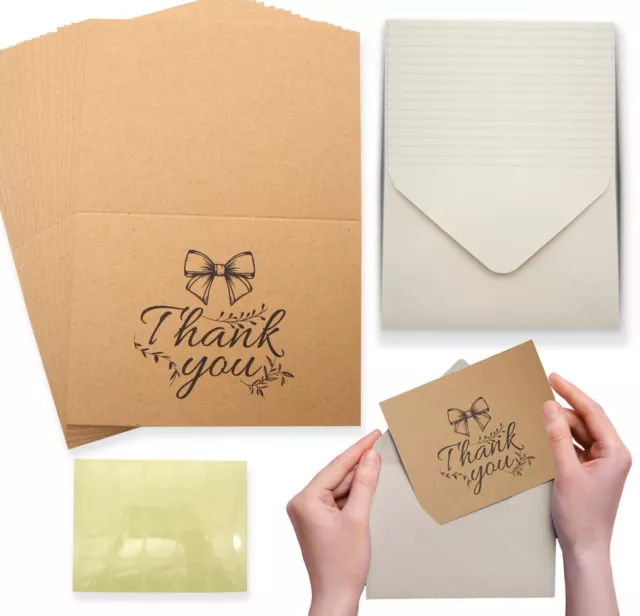 18-36 Pack Thank You Cards with Envelopes | A6 Thankyou Notes Birthday Wedding