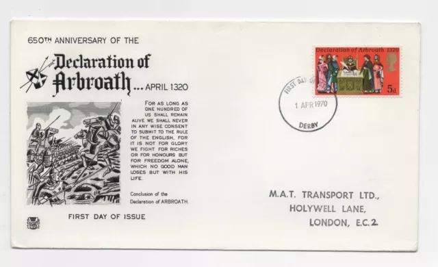 GB - 1970 FDC General Anniversaries Stuart cover Arbroath