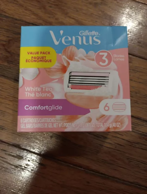 Gillette Venus Value Pack Razor Blades 3 Blades 6 Cartridges White Tea LOT OF 2