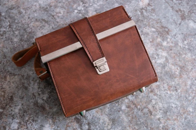 VALIGIA RIGIDA in cuoio ''vintage'' anni 60/70