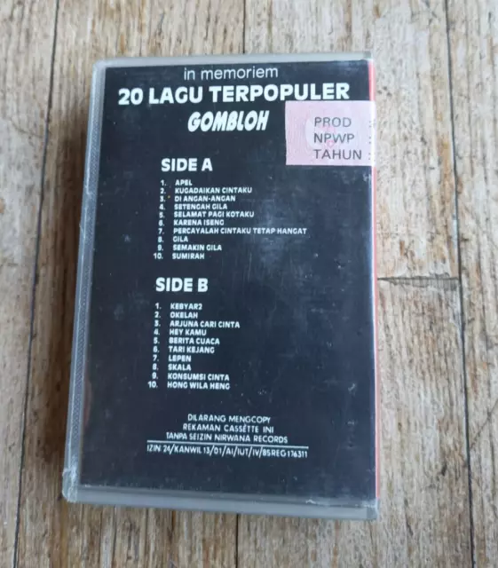 Gombloh 20 Lagu Terpopuler Cassette Audio Tape K7 Official Indonesia Press K7 Mc 2