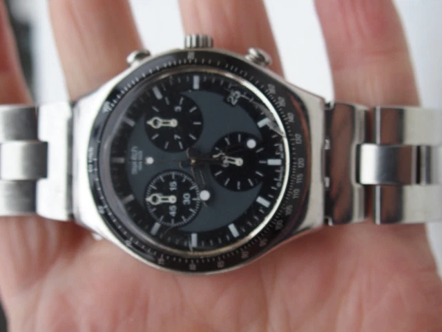 SWATCH IRONY AG 99 Montre Homme Chronographe Pile Neuve Lire Le