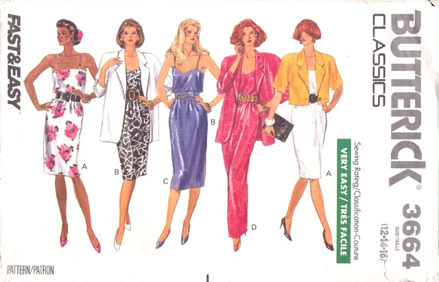 Butterick 3664 ~ Misses/Misses' Petite Jacket & Dress ~Loose-fitting ~ SZ: 12-16