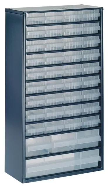 1 pcs - Raaco 40 Drawer Storage Unit, Steel, 552mm x 306mm x 150mm, Blue