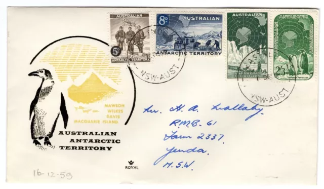 1959 Dec 16th. Royal. First Day Cover. Australian Antarctic Territory.
