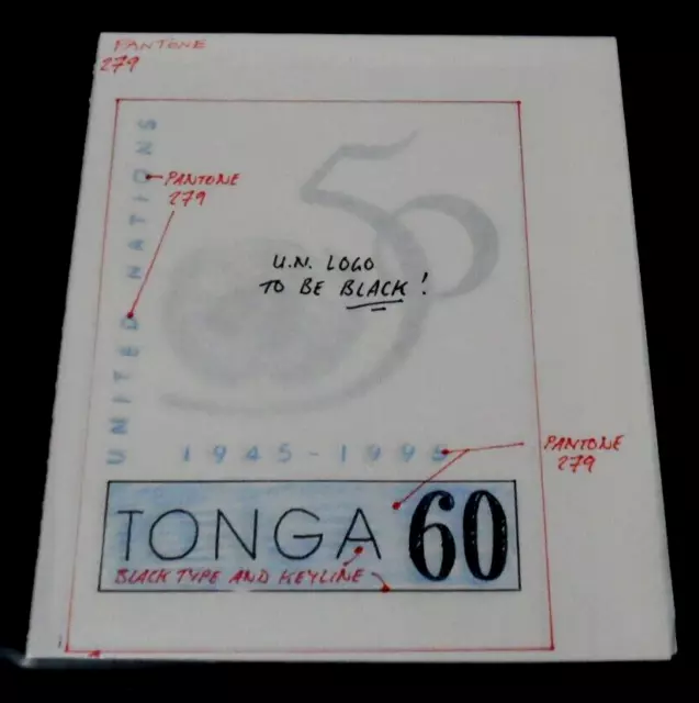 TONGA #905b, 1995, 50 aniversario de la ONU. OBRA DE ARTE ORIGINAL, MUY RARA, BONITA LQQK