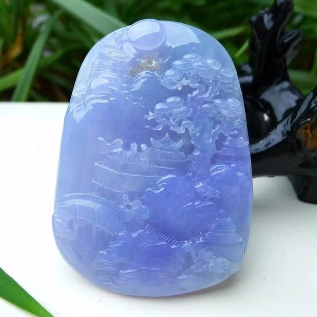 Emerald Icy Lavender Purple 100% Natural Jade jadeite Pendant Landscape 0815