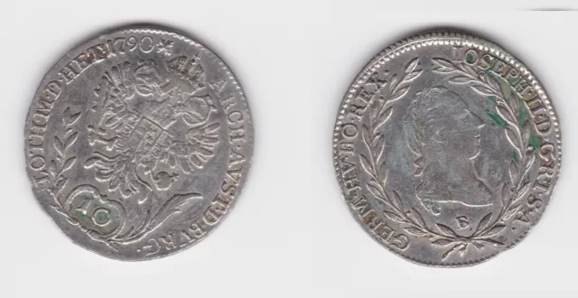 10 Kreuzer Silber Münze Österreich Haus Habsburg 1790 B Kremnitz (155803)