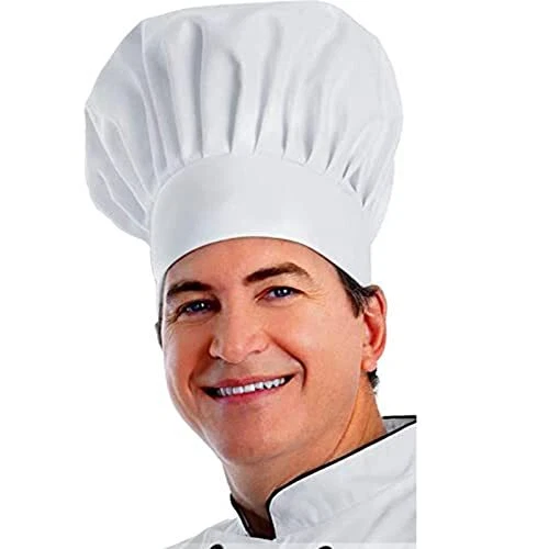 Chef HatAdult Premium Adjustable Elastic Baker Kitchen Cooking Chef Cap White