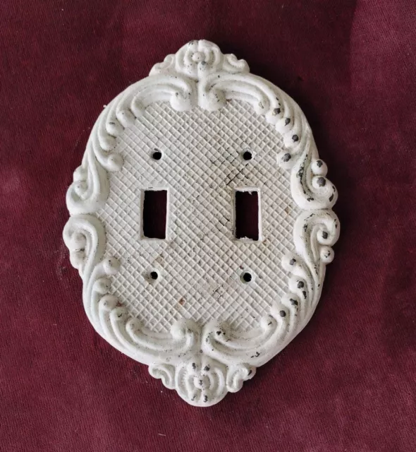 Vintage Brass Metal Double Light Switch Cover,Scroll,Ornate Victorian,Painted