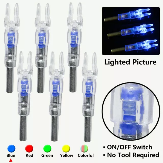 6Pcs LED Automatic Lighted Nocks Shooting Archery Arrows Arrow Nock Tail 6.2mm