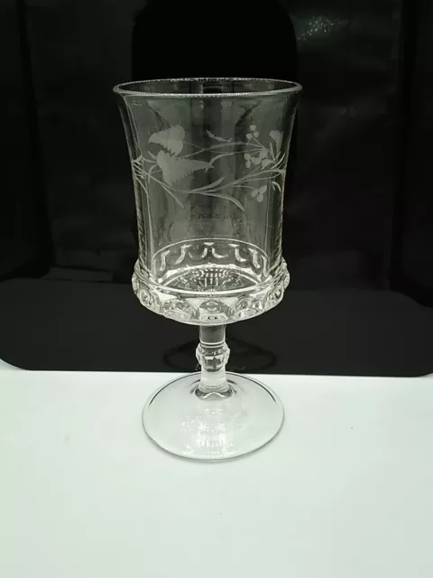 1880s EAPG Pattern Glass Ripley Dakota Baby Thumbprint  Fern Berry Water Goblet