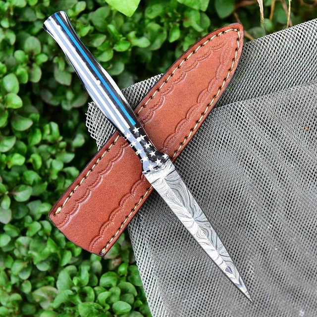 Custom Handmade HAND FORGED DAMASCUS STEEL Hunting Dagger Boot KNIFE Full Tang
