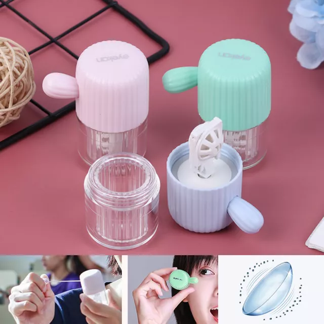 Portable Contact Lens Cleaner Case Box Manual Rotation Washer Cleaning TraveY~m'