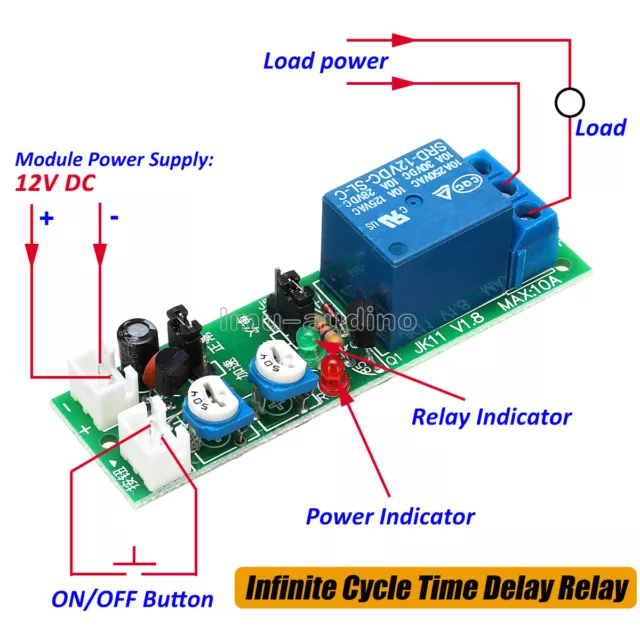 Interruttore di temporizzazione timer ritardo ciclo infinito DC 12 V 60 minuti relè modulo loop on off