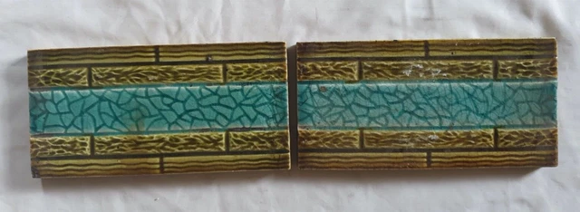 A Pair Of Antique Aesthetic (6 X 3) Inch Border Tiles, Circa 19Th Century